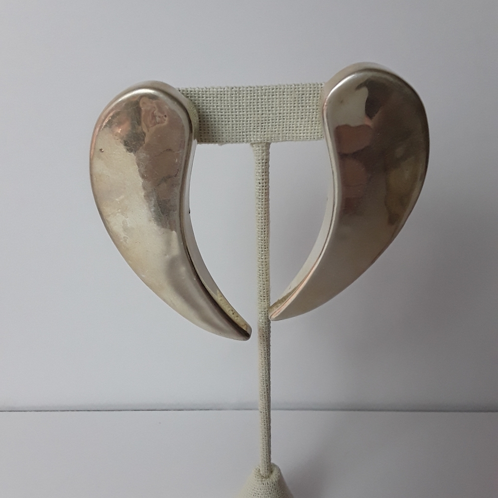 925 Silver Large Paisley Shape Pierced Earrings